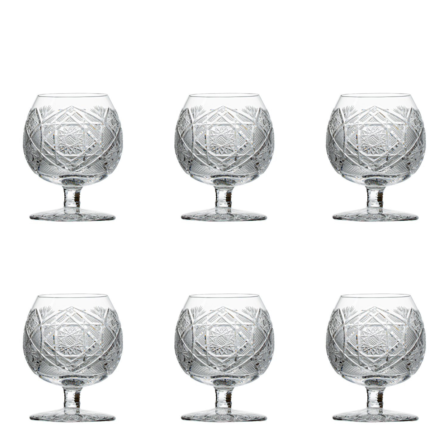 Jogo com 6 Taças de Cristal Cognac Special Deluxe Lapidado Mozart Crystal By Frederico Strauss - 250ml - Concerto