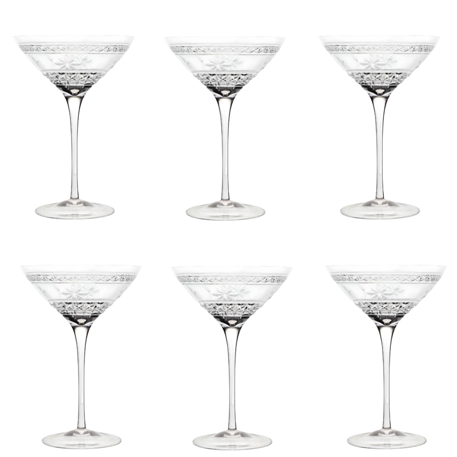 Jogo de 6 Taças de Cristal para Dry Martini Mozart Crystal By Frederico Strauss - 280ml - Country Club 91