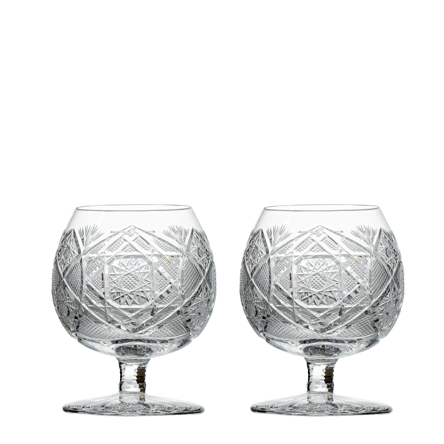 Jogo com 2 Taças de Cristal Cognac Special Deluxe Lapidado Mozart Crystal By Frederico Strauss - 250ml - Concerto