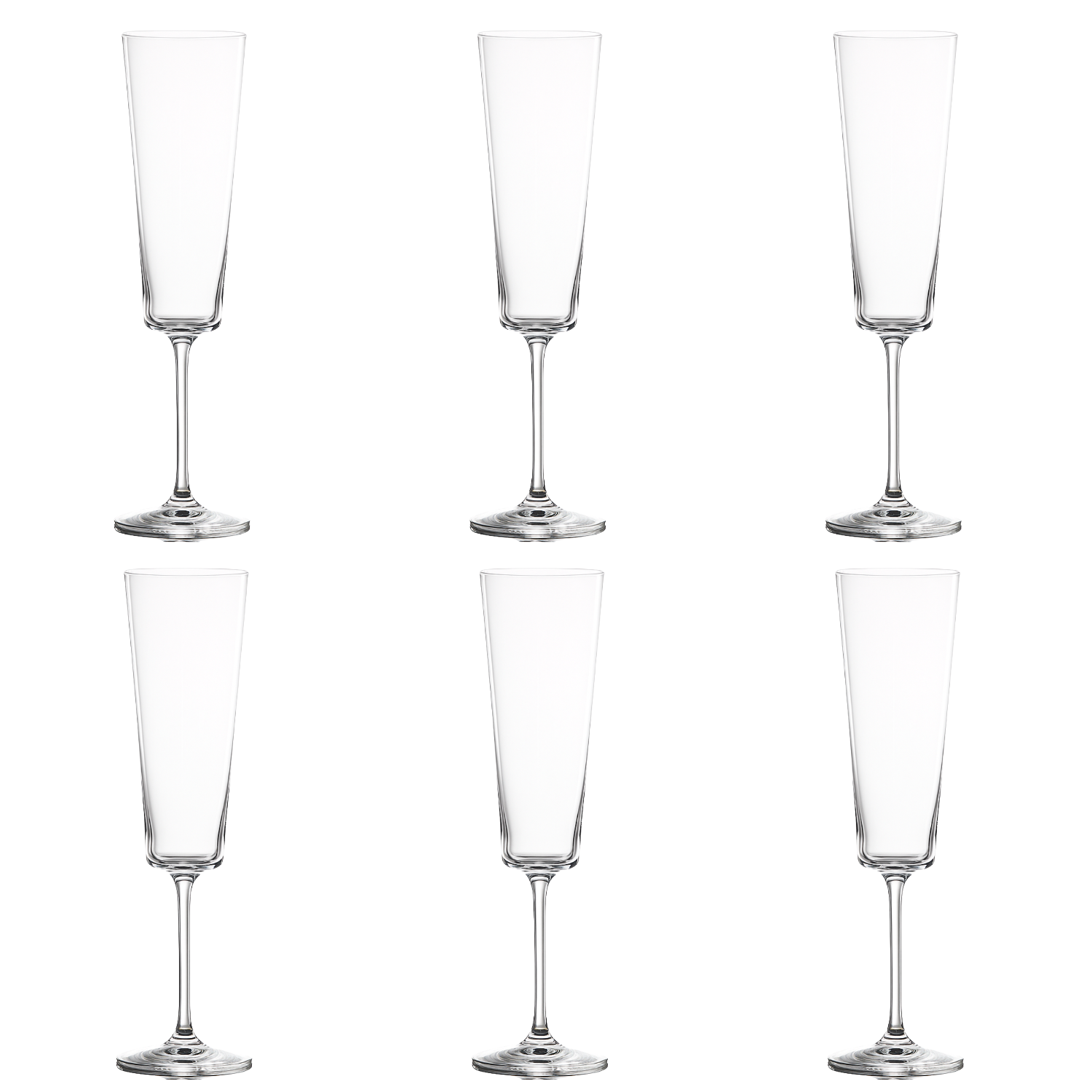 Jogo de 6 Taças de Cristal para Champagne Mozart Crystal By Frederico Strauss - 230ml - Casa de Bragança Liso