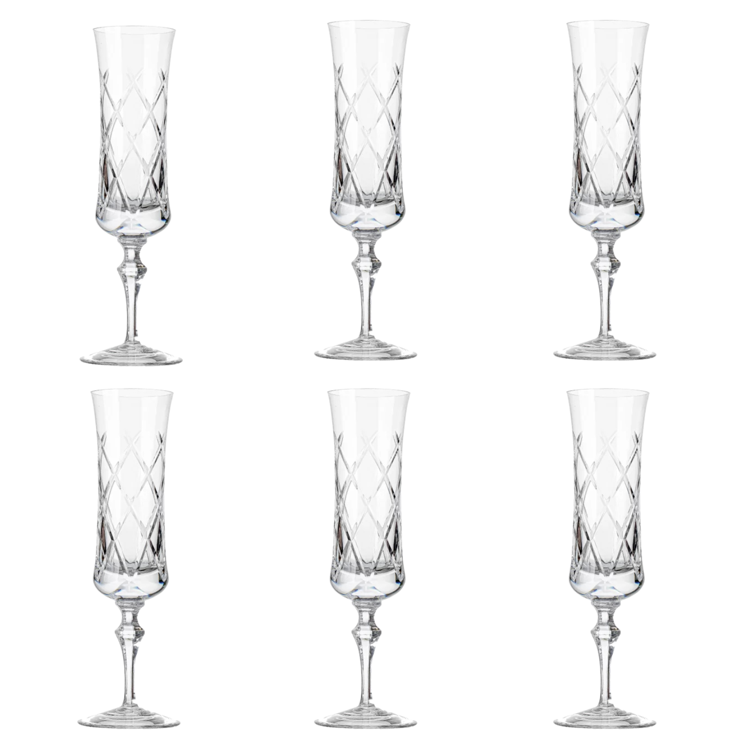 Jogo de 6 Taças de Cristal Vivaldi para Champagne Mozart Crystal By Frederico Strauss - 195ml - Flauta