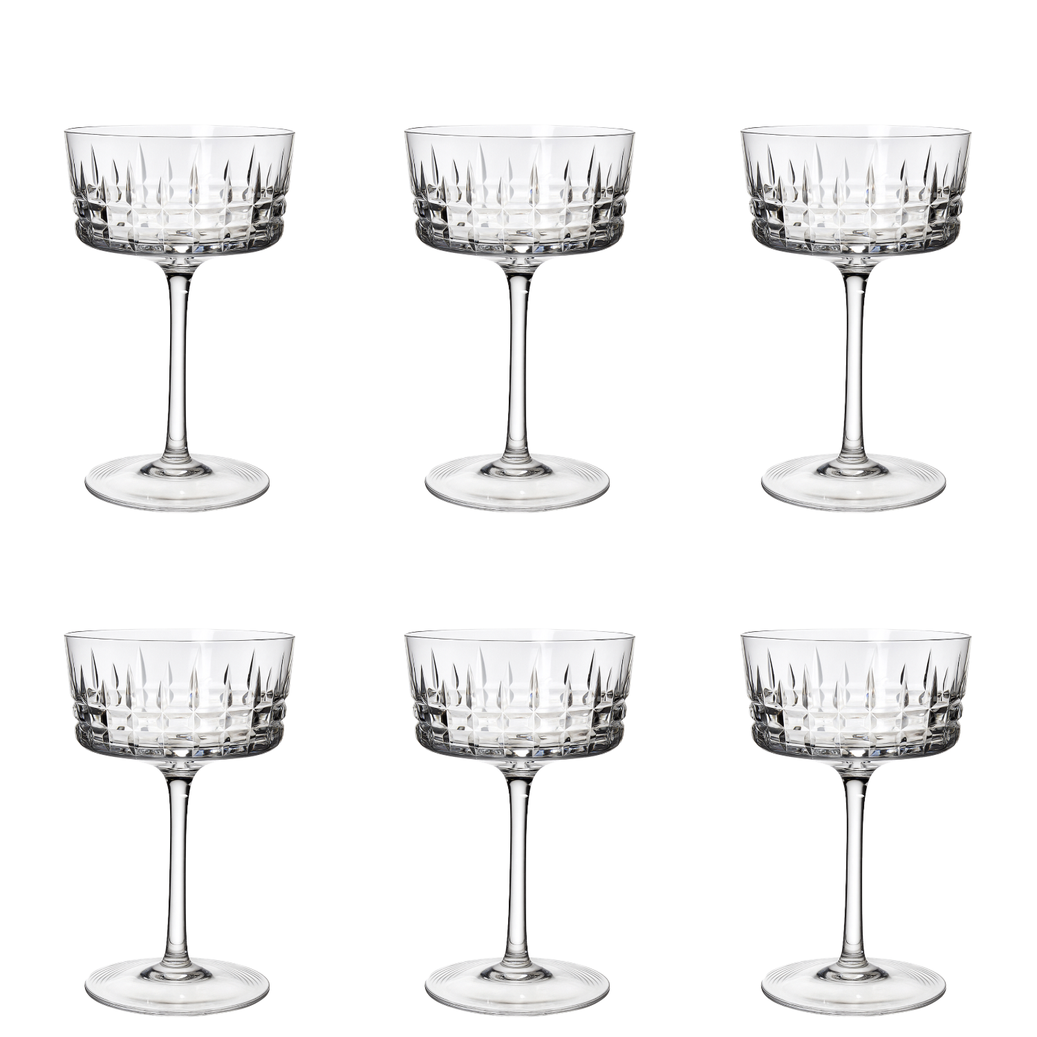 Jogo 6 Taças de Cristal Coupé para Champagne Mozart Crystal By Frederico Strauss - Amaité Deluxe