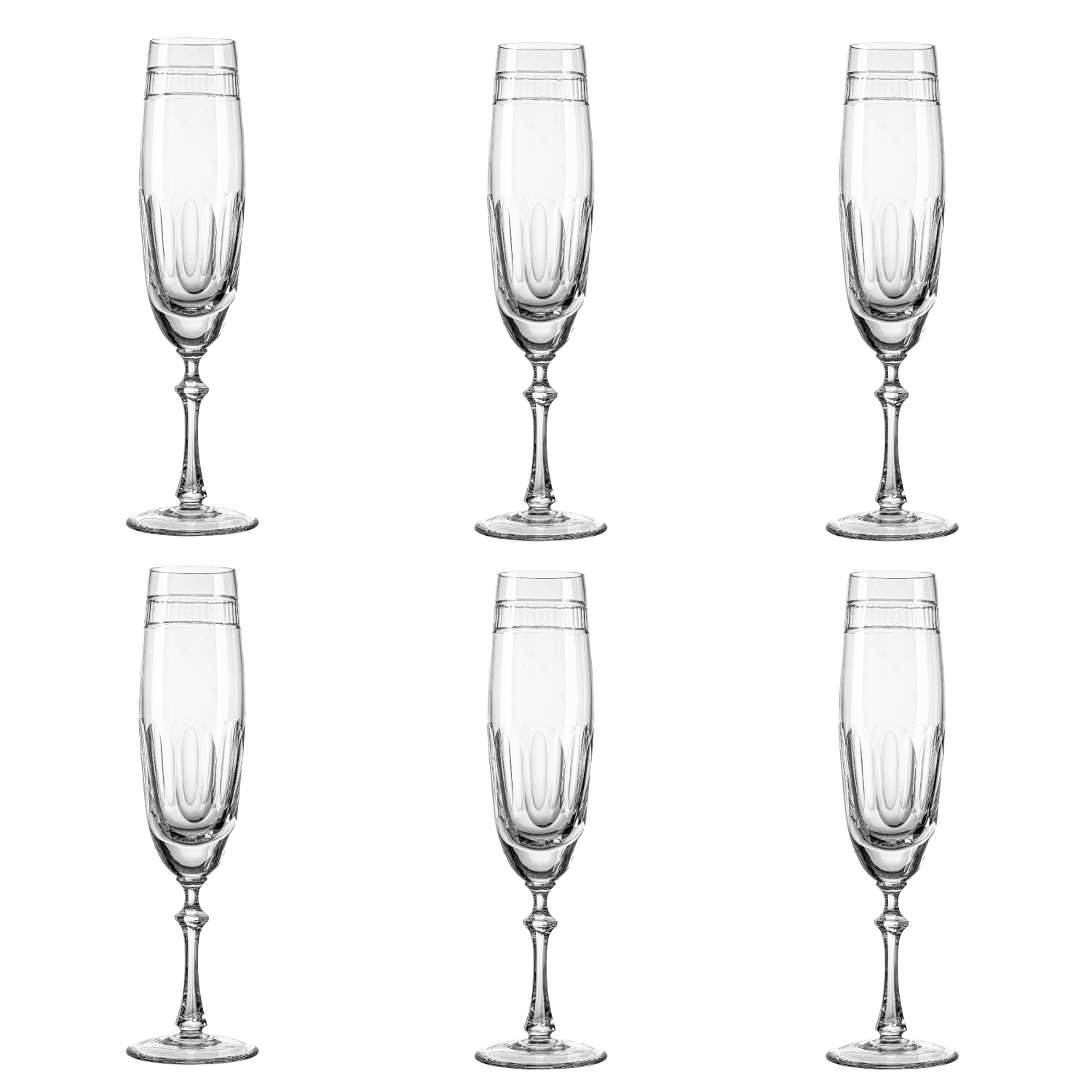 Jogo de 6 Taças de Cristal para Champagne Mozart Crystal By Frederico Strauss - 200ml - Réquiem 07