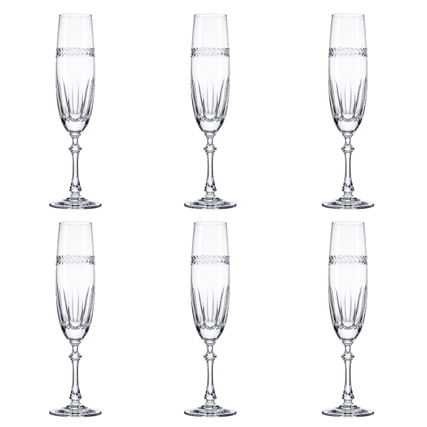 Jogo de 6 Taças de Cristal para Champagne Mozart Crystal By Frederico Strauss - 200ml - Réquiem 17