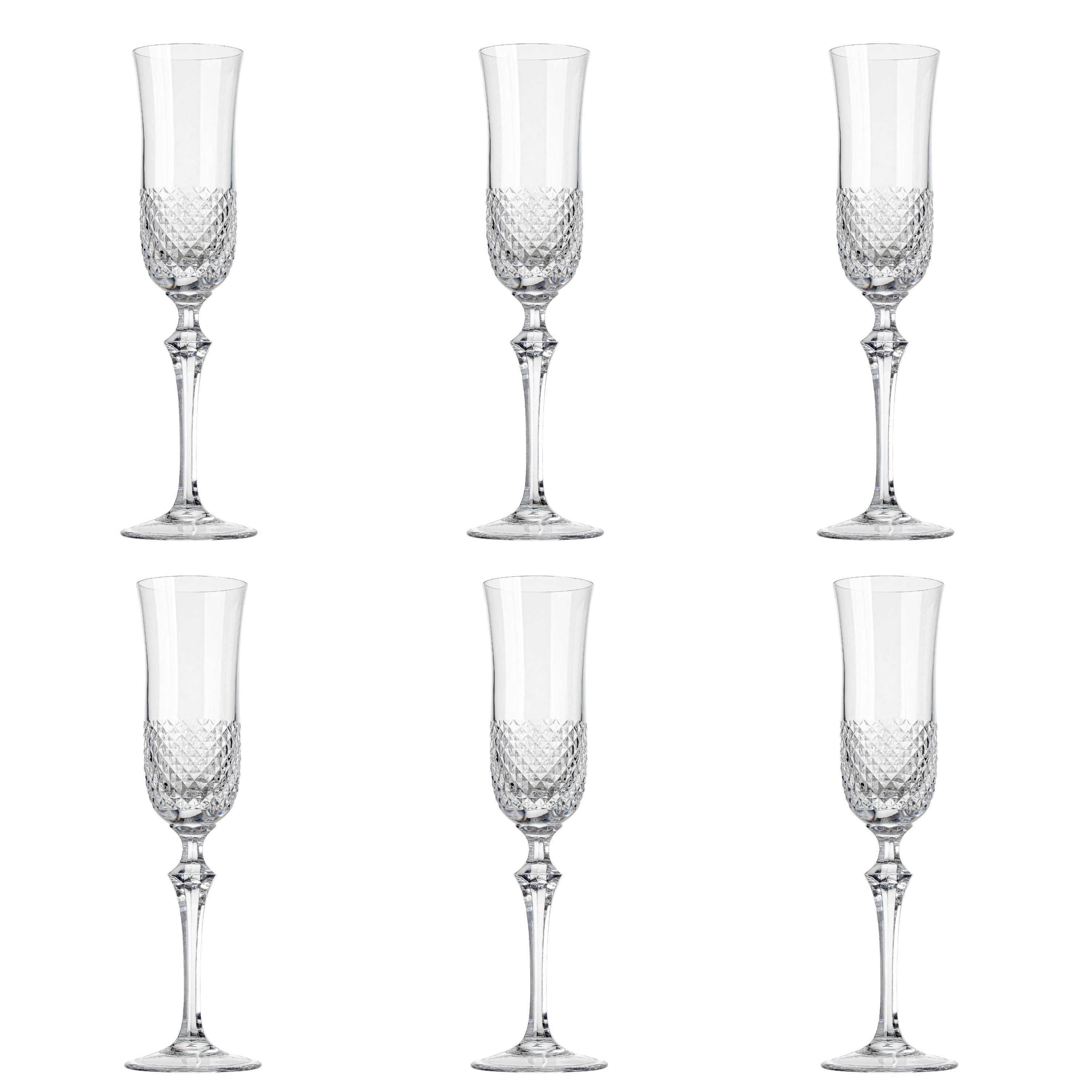 Jogo de 6 Taças de Cristal para Champagne Mozart Crystal By Frederico Strauss - 225ml - Serenata 50