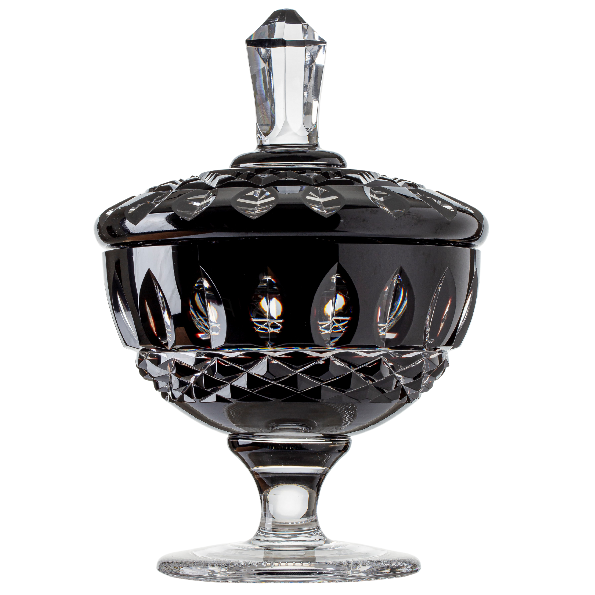 Compoteira de Cristal Lapidado 15 Preto Mozart Crystal By Frederico Strauss