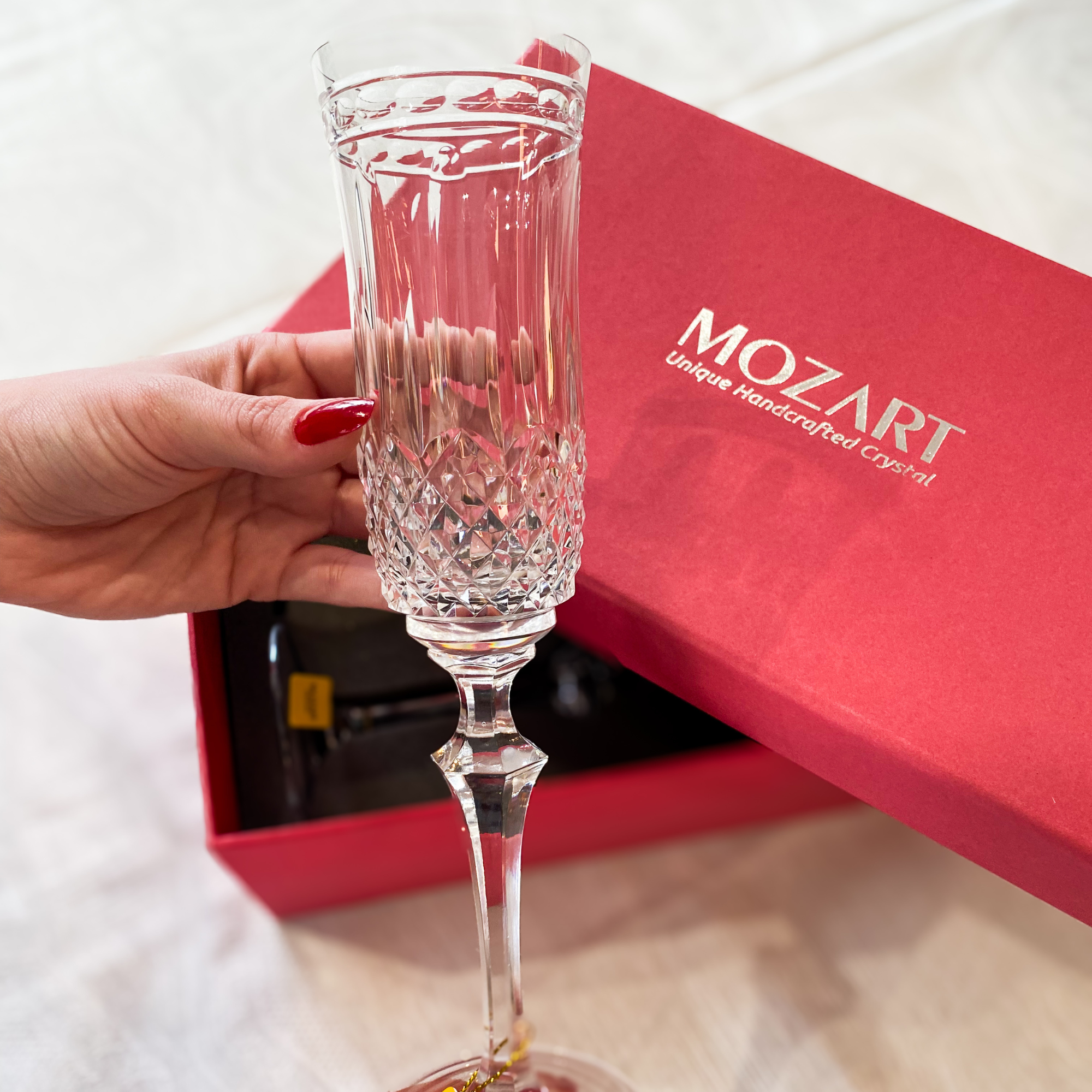 Jogo de 2 Taças de Cristal Serenata para Champagne com Caixa Presente Mozart Crystal By Frederico Strauss