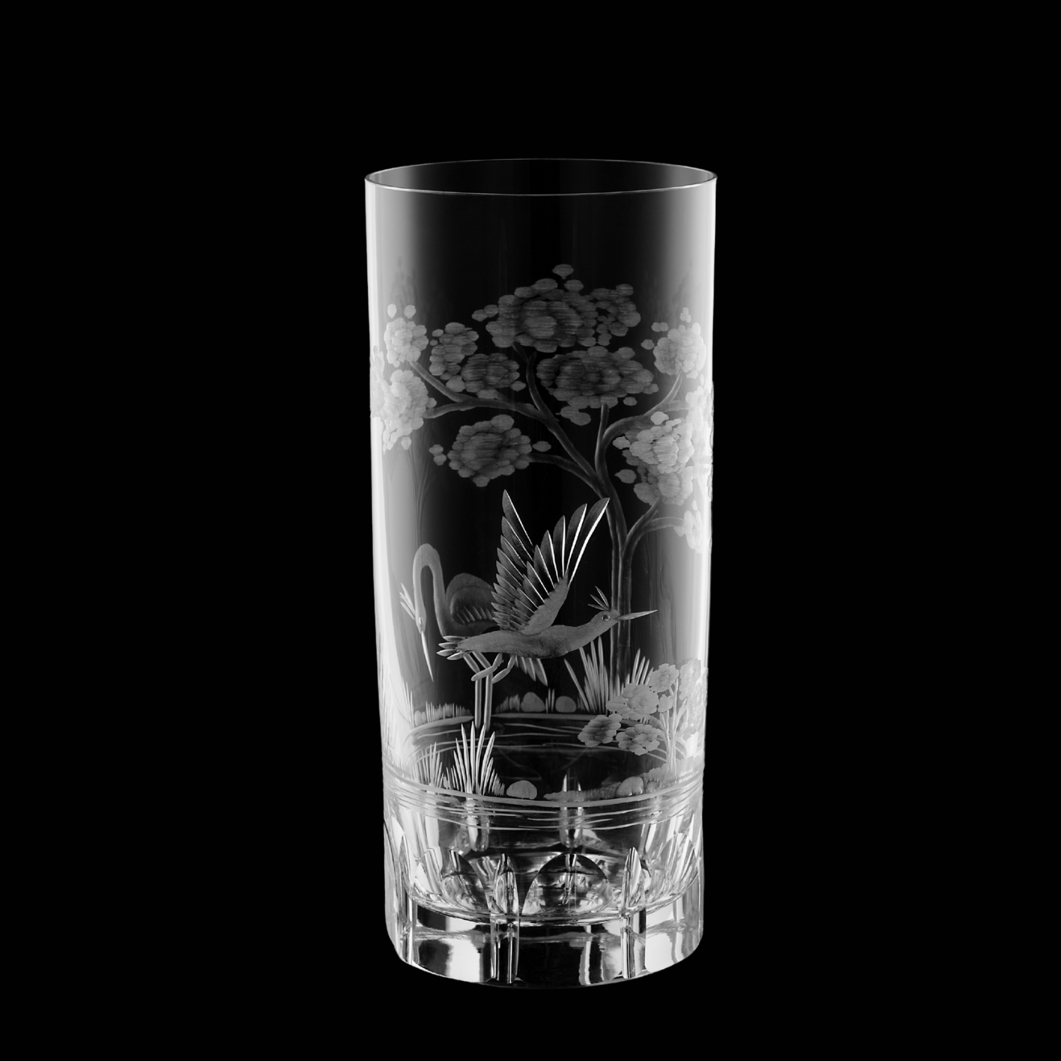 Copo de Cristal Cuba Libre Garça na Natureza Mozart Crystal By Frederico Strauss - LapidArte