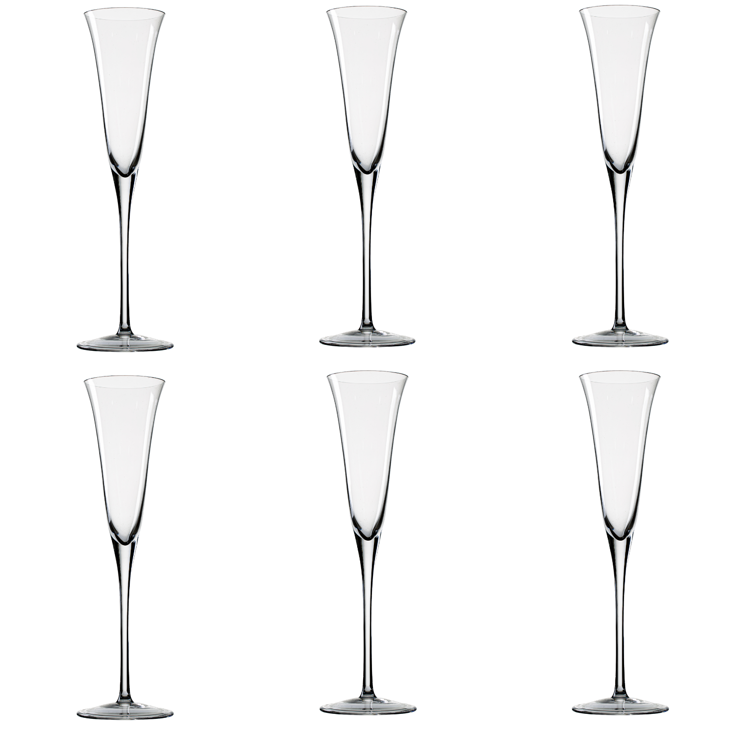 Jogo de 6 Taças de Cristal Santa Catarina para Champagne Mozart Crystal By Frederico Strauss - 150ml - Sinfonia