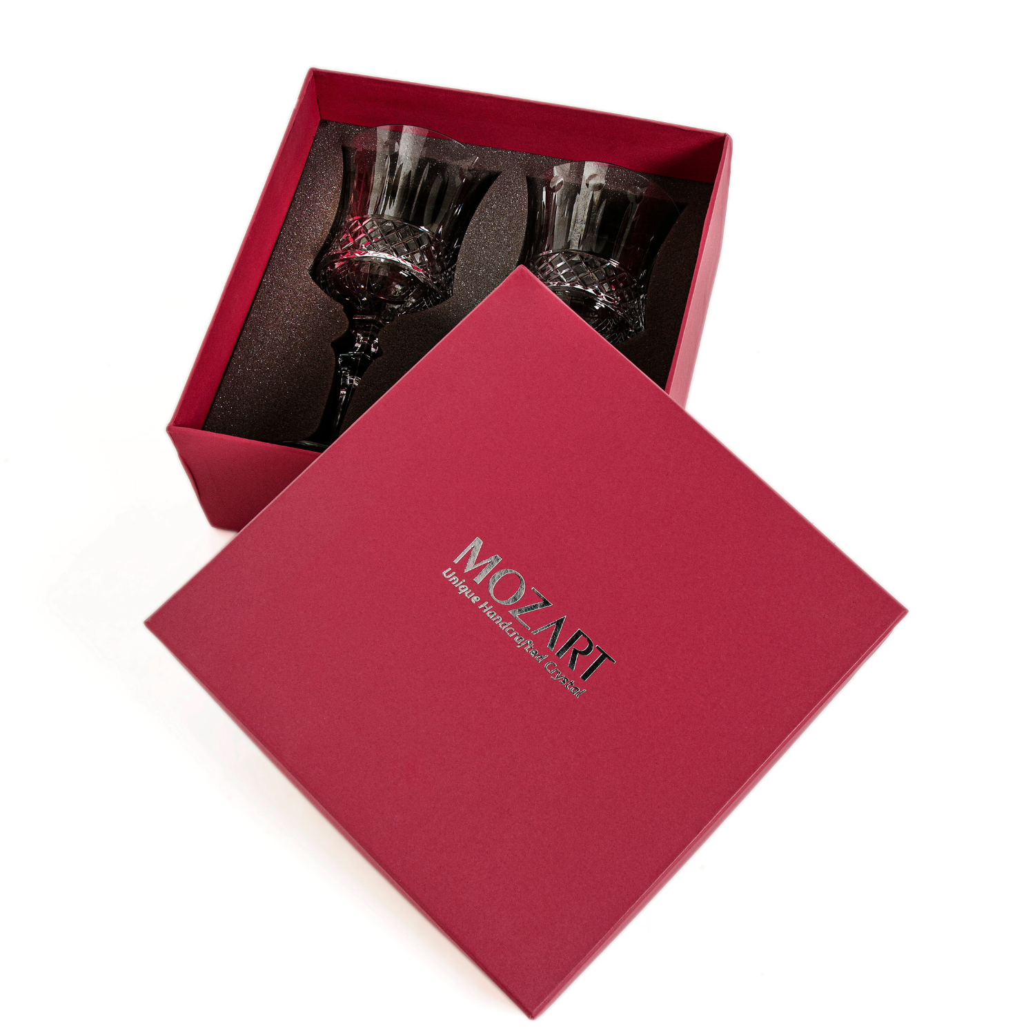 Jogo de 2 Taças de Cristal Flauta para Vinho Tinto com Caixa Presente Mozart Crystal By Frederico Strauss