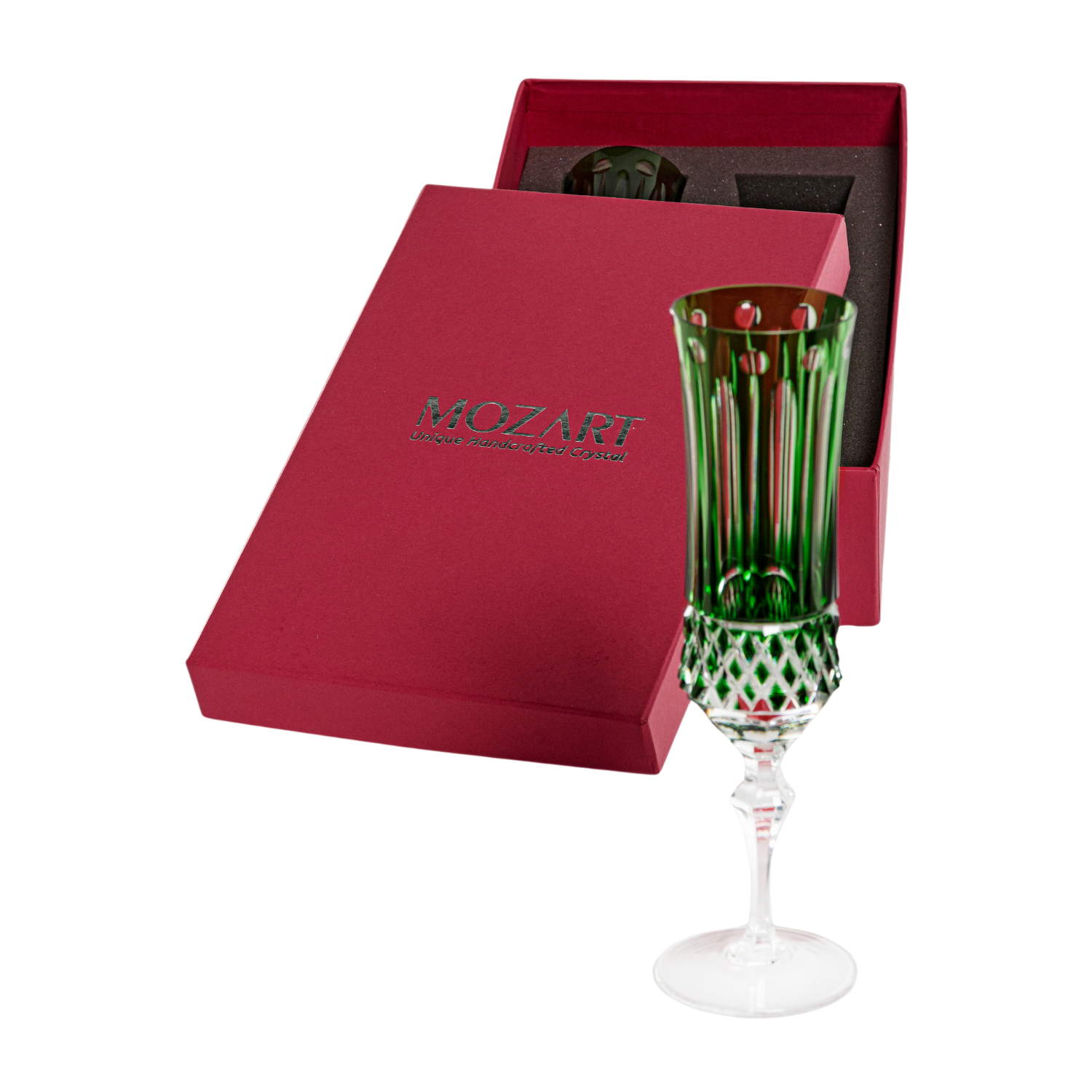 Jogo de 2 Taças de Cristal Flauta para Champagne com Caixa Presente Mozart Crystal By Frederico Strauss