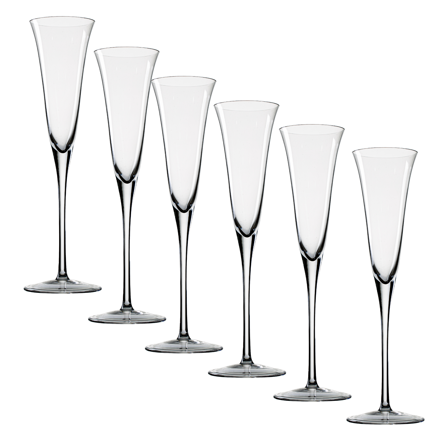 Jogo de 6 Taças de Cristal Santa Catarina para Champagne Mozart Crystal By Frederico Strauss - 150ml - Sinfonia