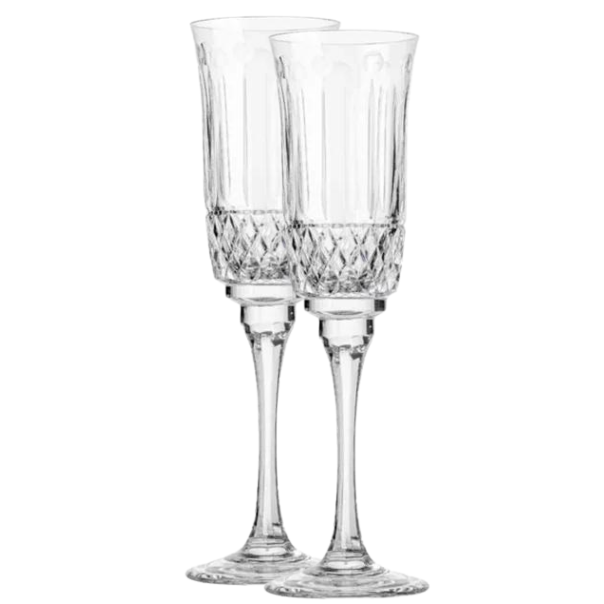 Jogo de 2 Taças de Cristal Sonata para Champagne Mozart Crystal By Frederico Strauss Lapidado 69