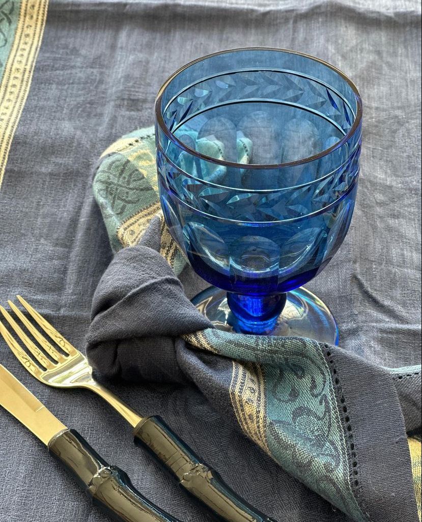 Outlet | Taça de Cristal Ecológico para Água Azul Escuro Mozart Crystal By Frederico Strauss