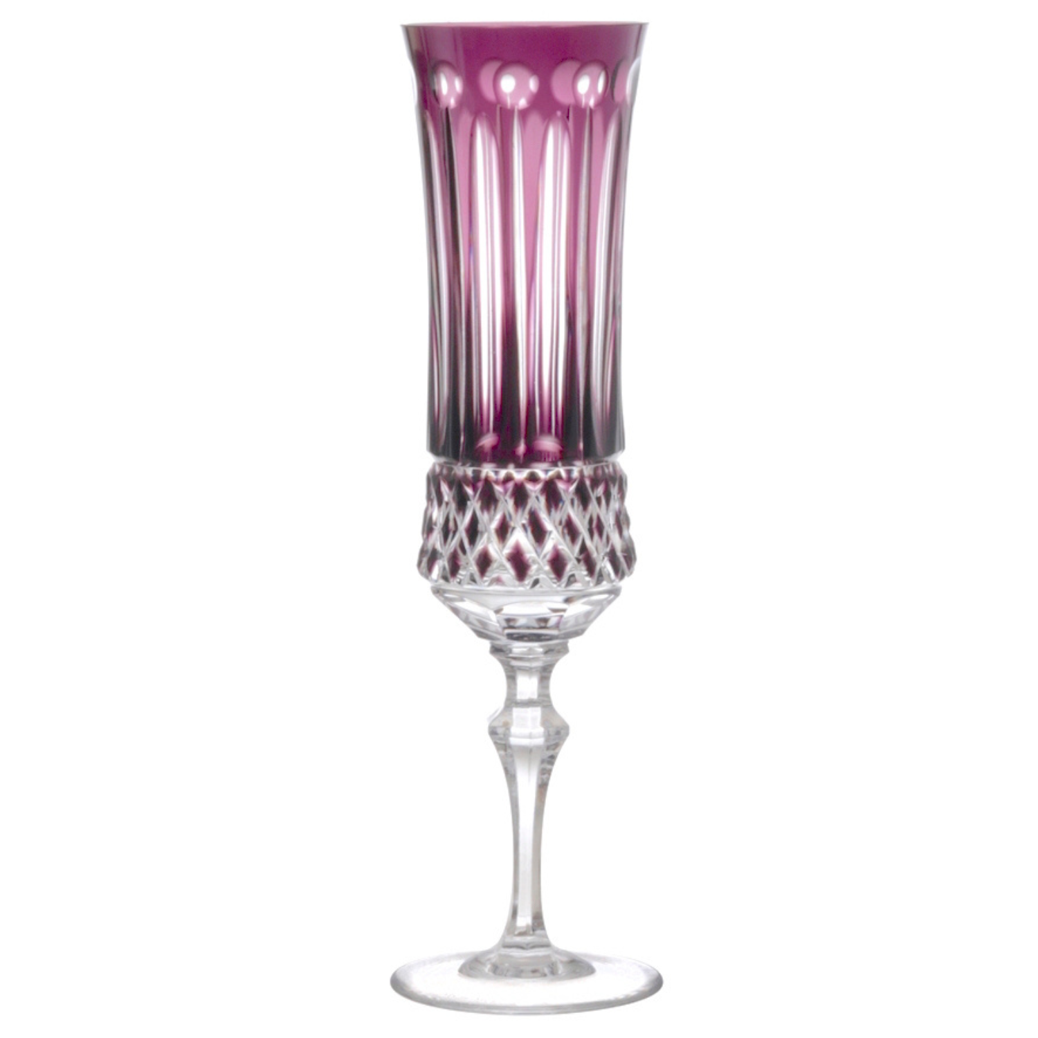 Taça de Cristal Flauta para Champagne Overlay Lapidado 69 Mozart Crystal By Frederico Strauss