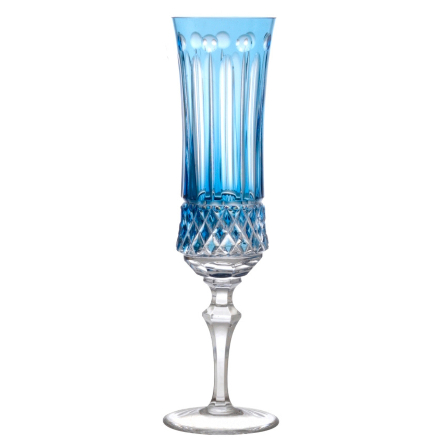 Taça de Cristal Flauta para Champagne Overlay Lapidado 69 Mozart Crystal By Frederico Strauss