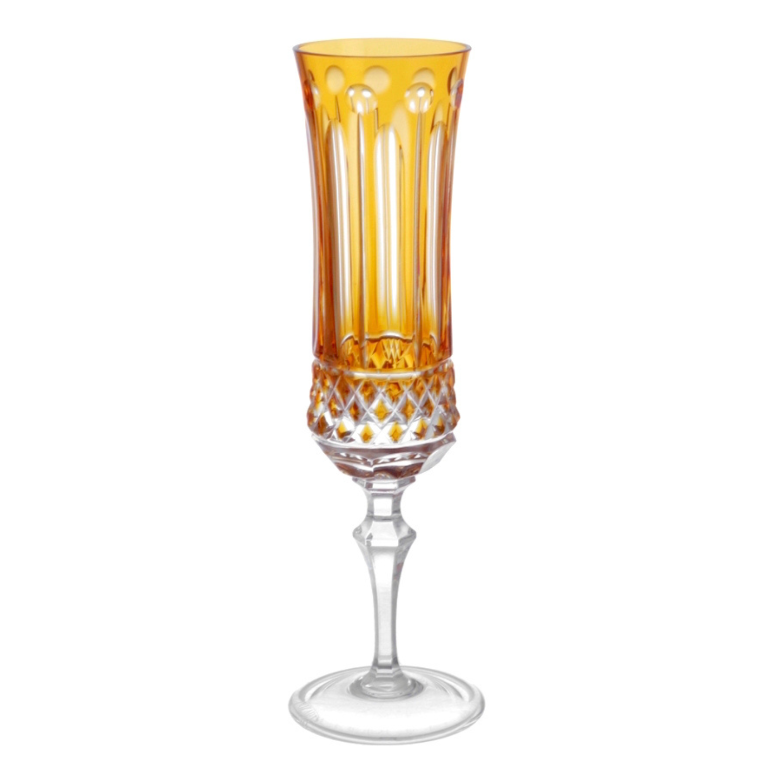 Taça de Cristal Flauta para Champagne Overlay Lapidado 69 Mozart Crystal By Frederico Strauss