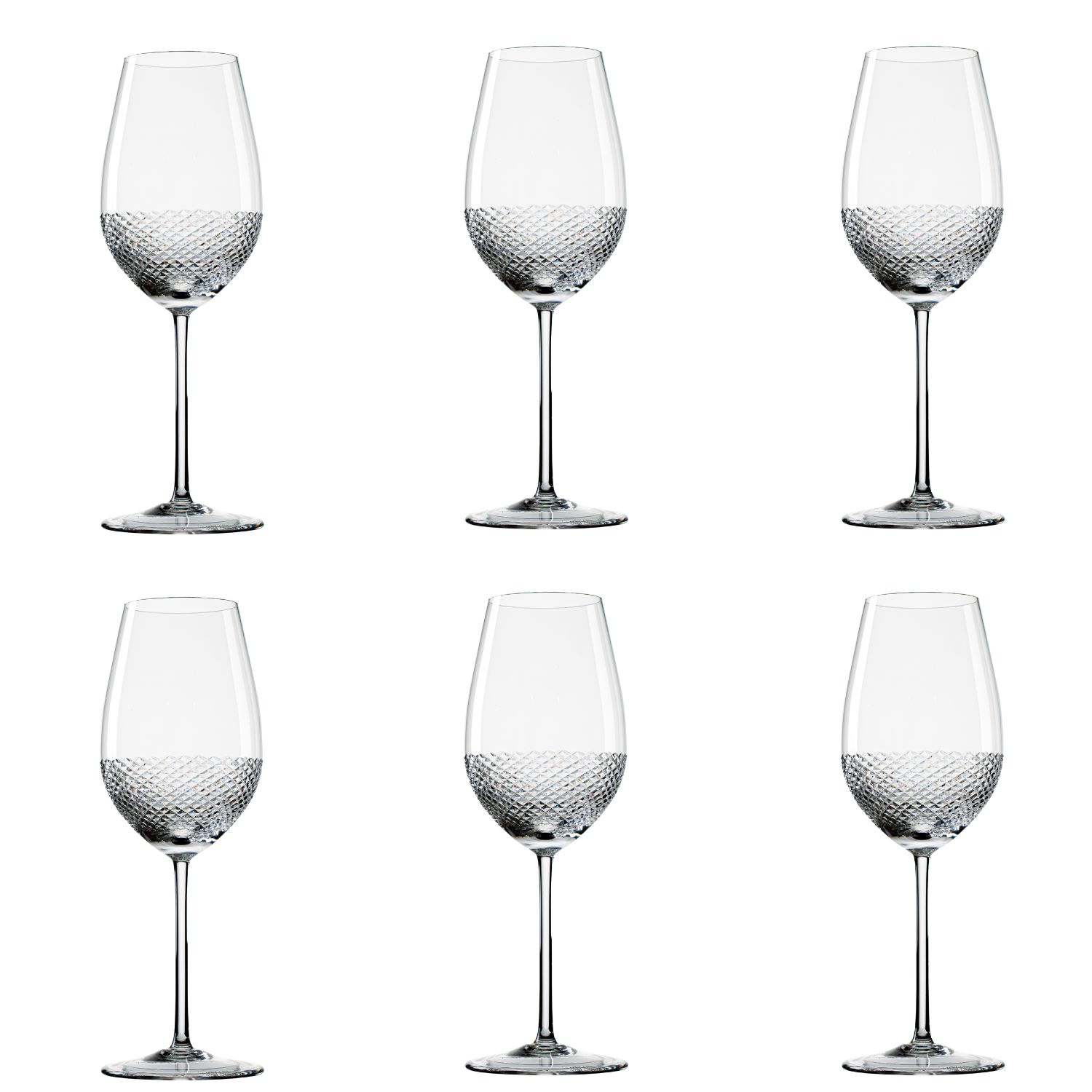 Jogo de 6 Taças de Cristal Brunello Di Montalcino Lapidado Mozart Crystal By Frederico Strauss - 540ml - Sinfonia