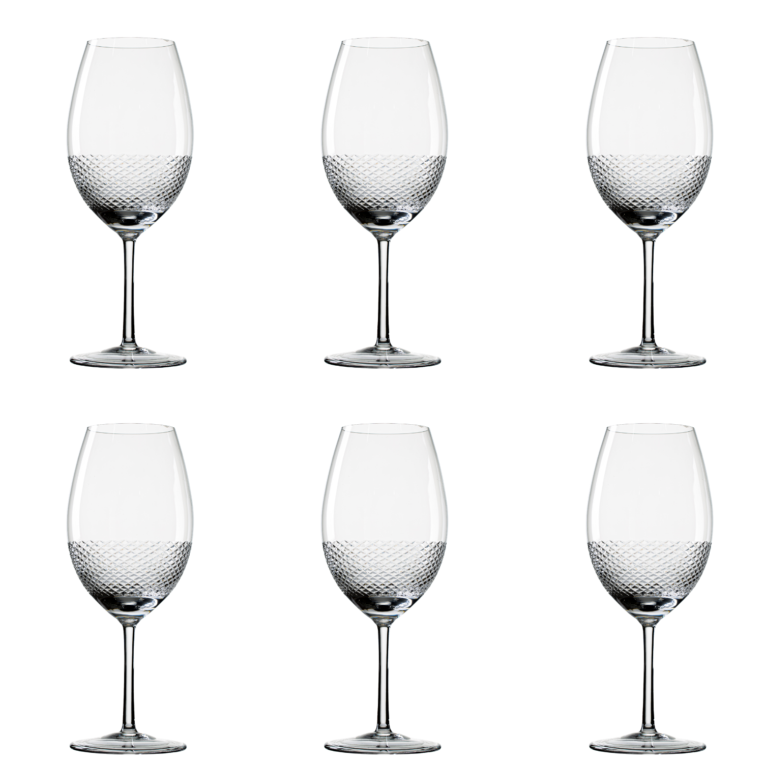 Jogo de 6 Taças de Cristal Malbec para Vinho Lapidado Mozart Crystal By Frederico Strauss - 620ml - Sinfonia
