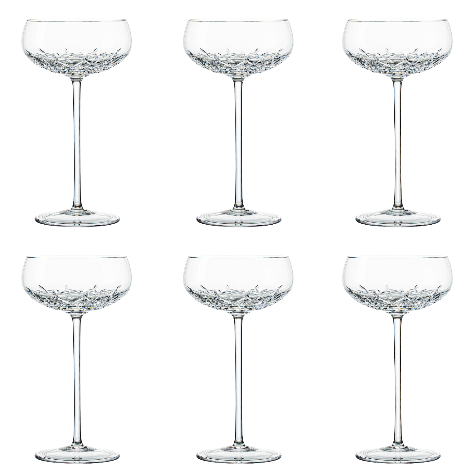 Jogo de 6 Taças de Cristal Coupé Bartender Balneário para Champanhe Mozart Crystal By Frederico Strauss - Sinfonia 01