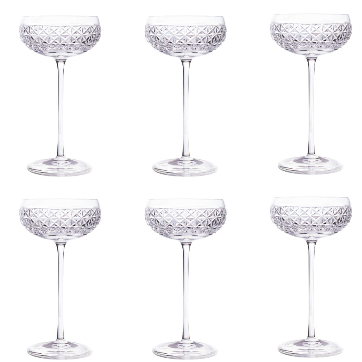 Jogo de 6 Taças de Cristal Coupé Bartender Balneário para Champanhe Mozart Crystal By Frederico Strauss - Sinfonia 04