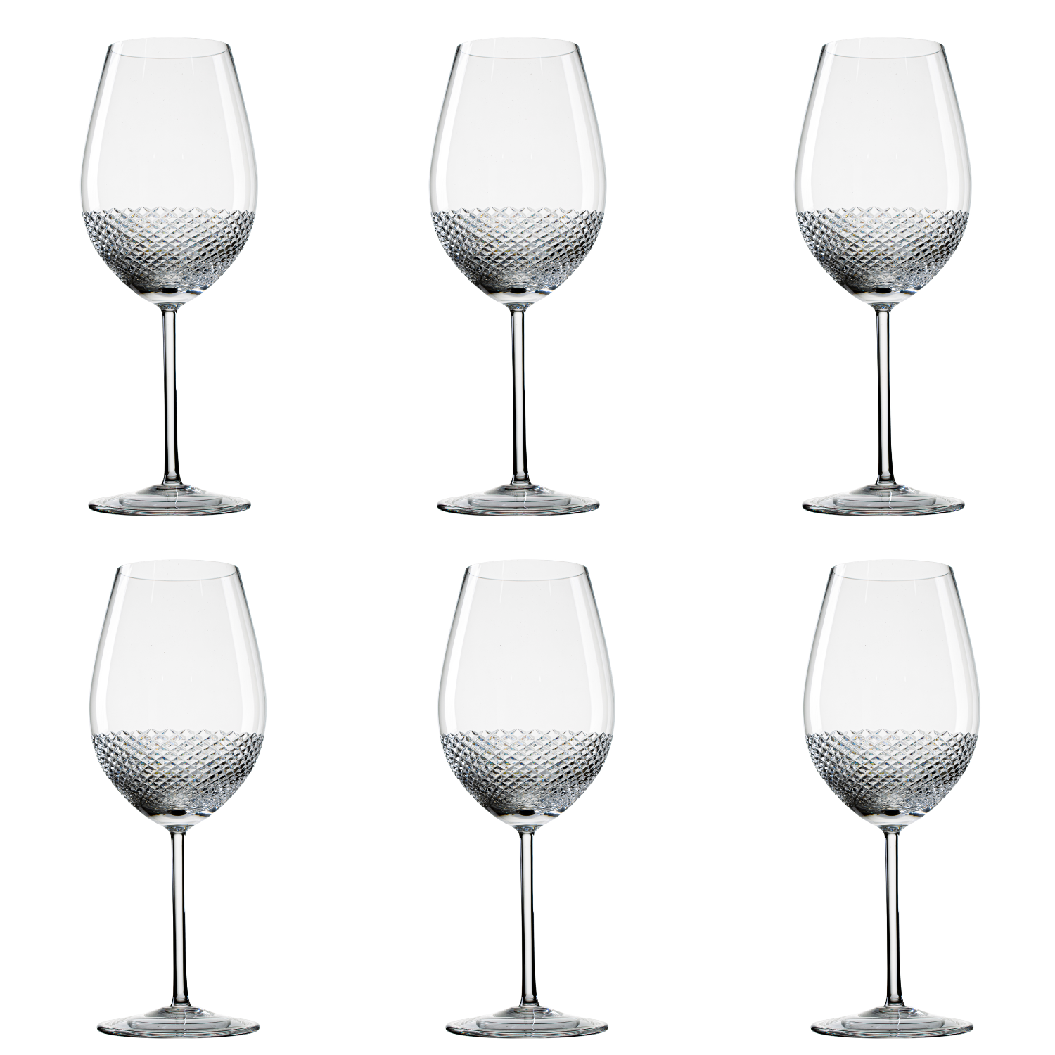 Jogo de 6 Taças de Cristal para Vinho Bordeaux II Grand Cru Lapidado Mozart Crystal By Frederico Strauss - 850ml - Sinfonia