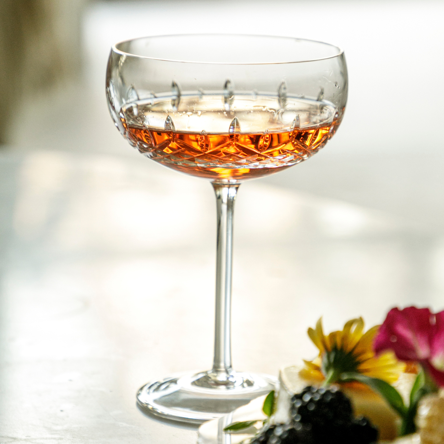 Jogo de 6 Taças de Cristal Coupé Copacabana para Champagne Lapidado 01 Mozart Crystal By Frederico Strauss