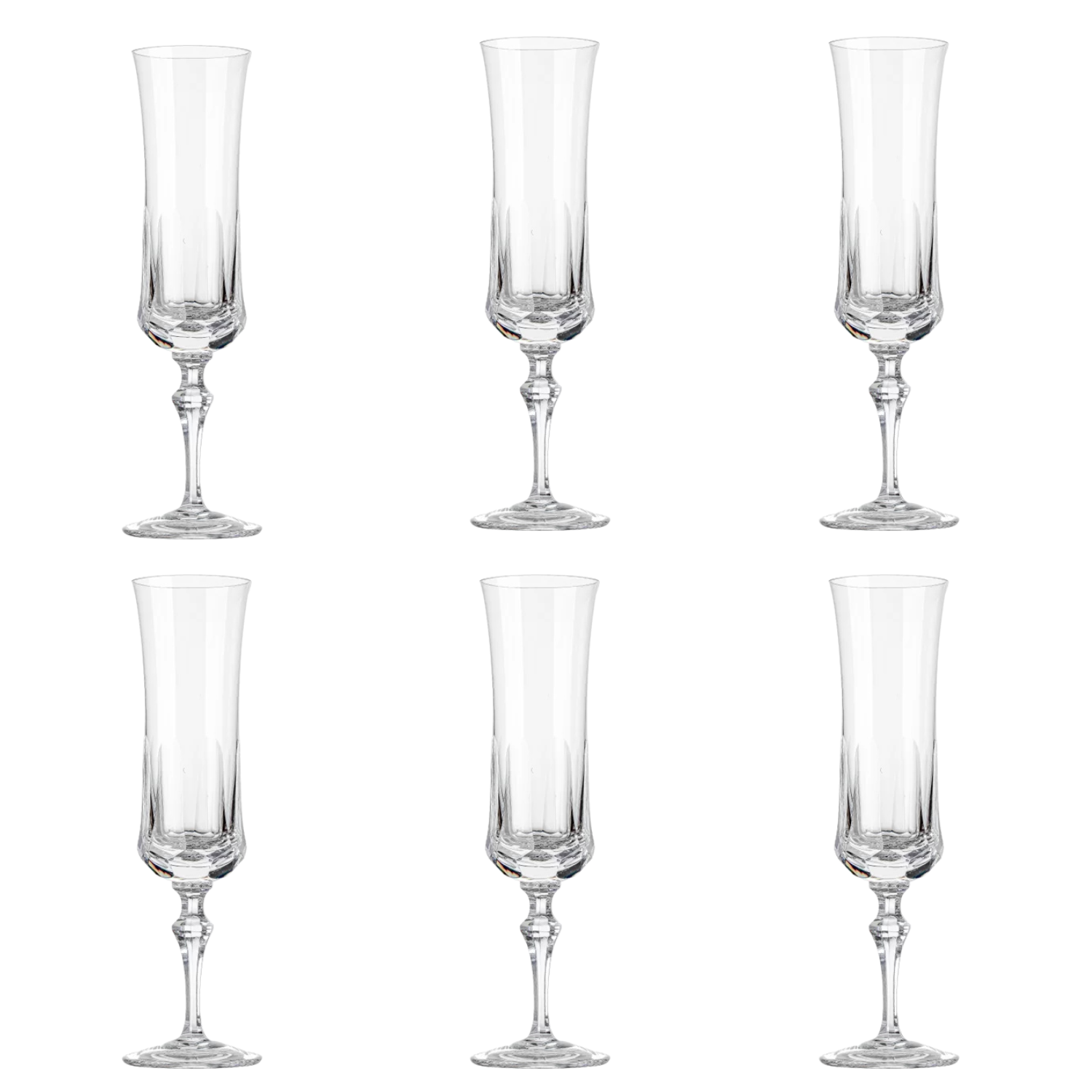 Jogo de 6 Taças de Cristal para Champagne Mozart Crystal By Frederico Strauss - 195ml - Flauta 55