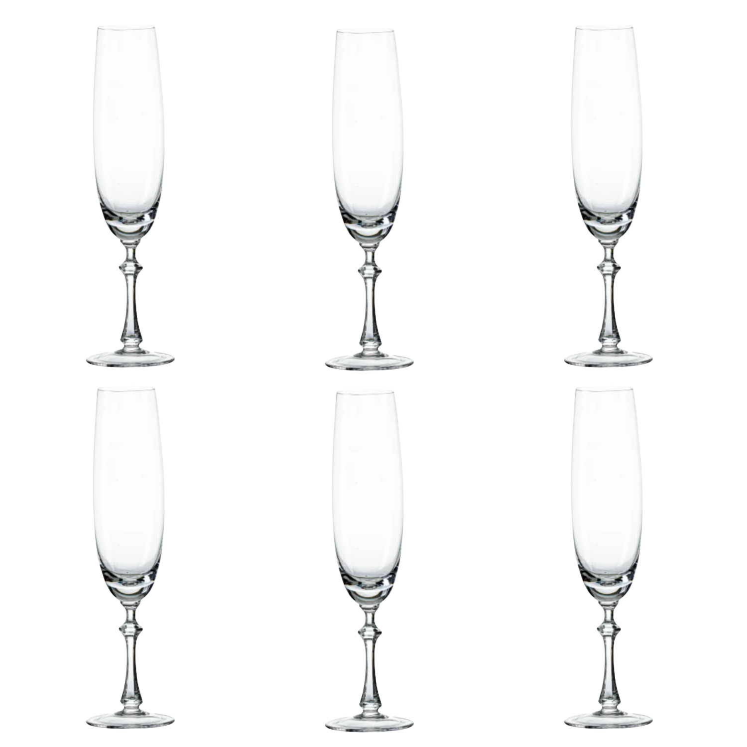Jogo de 6 Taças de Cristal para Champagne Mozart Crystal By Frederico Strauss - 200ml - Réquiem Liso