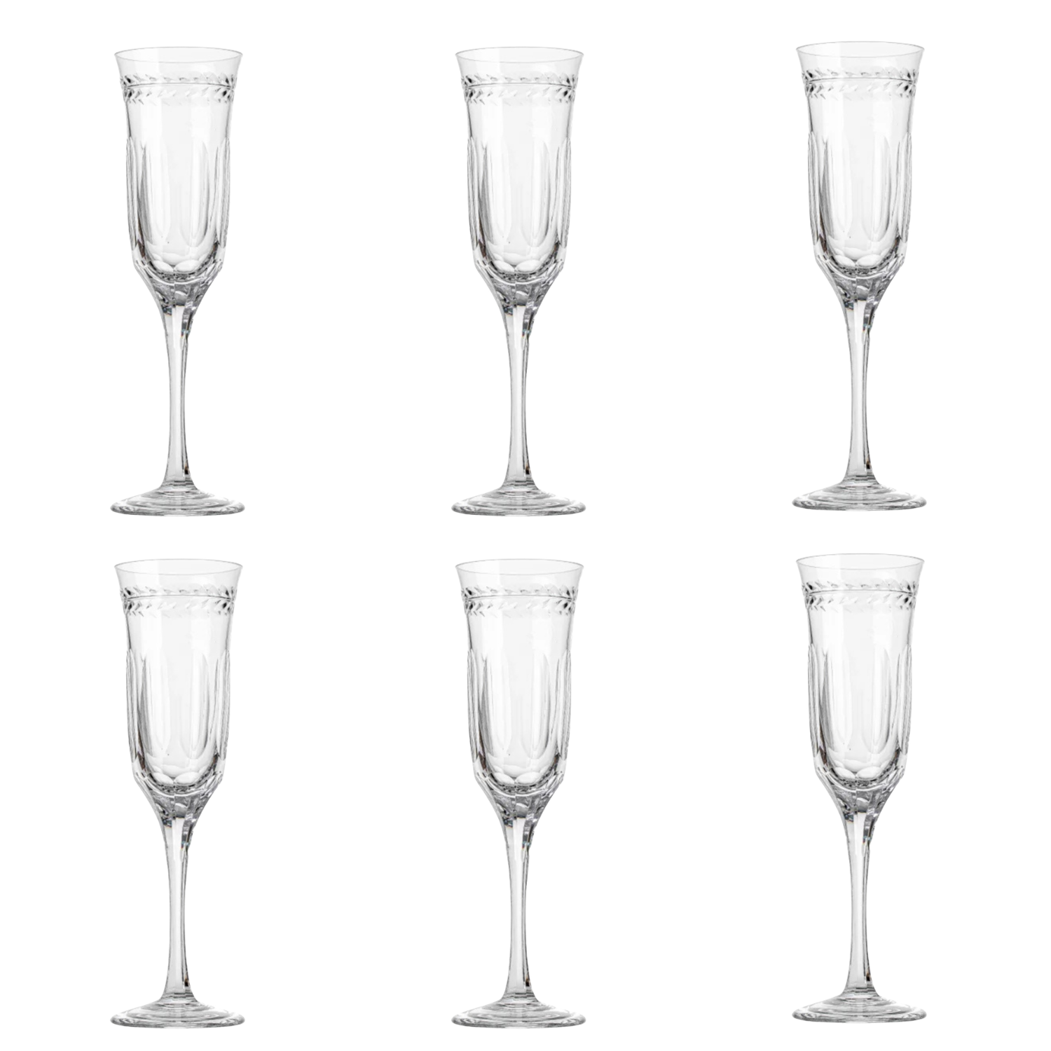 Jogo de 6 Taças de Cristal para Champagne Mozart Crystal By Frederico Strauss - 190ml - Sonata 17