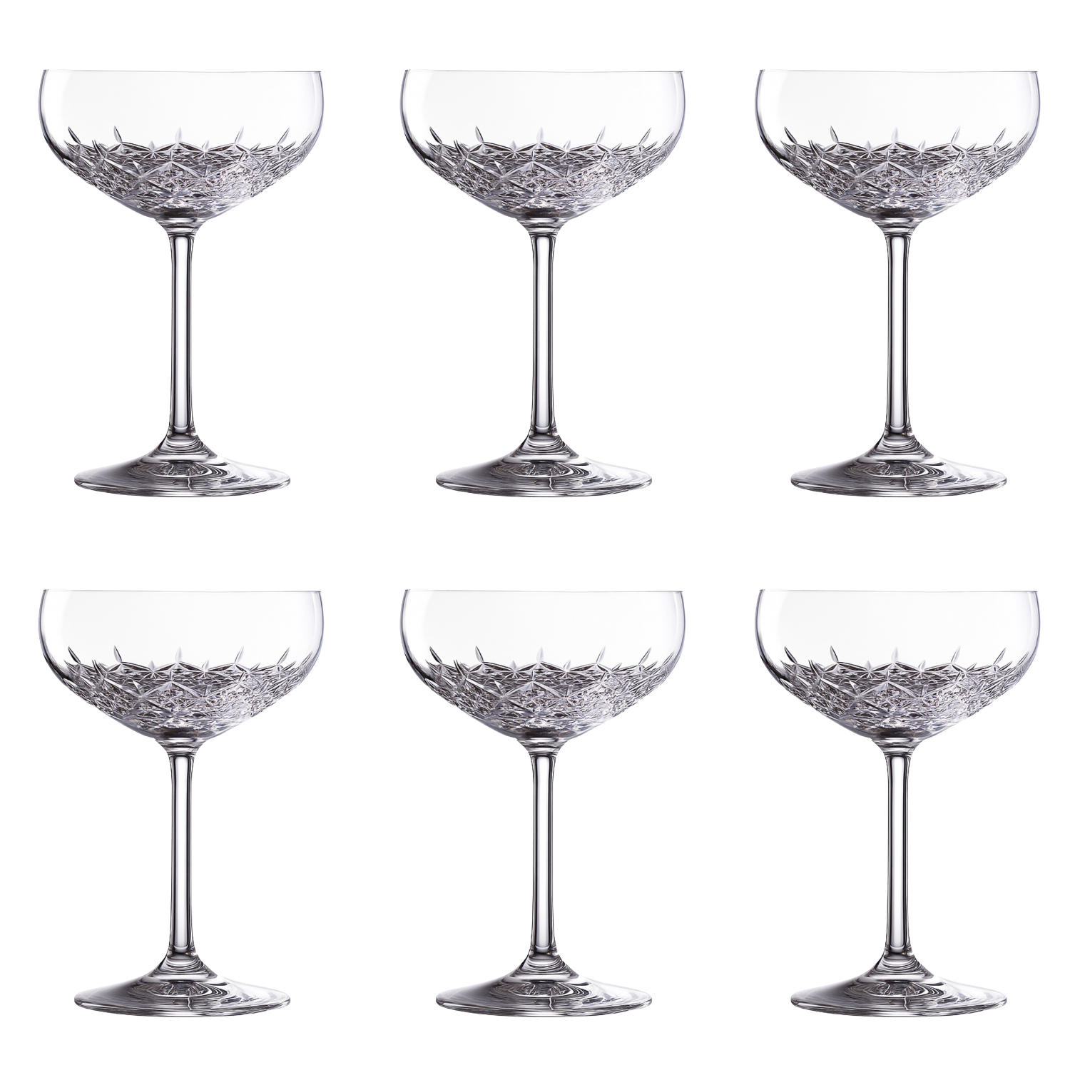 Jogo de 6 Taças de Cristal Coupé Copacabana para Champagne Mozart Crystal By Frederico Strauss - 285ml - Sinfonia 01