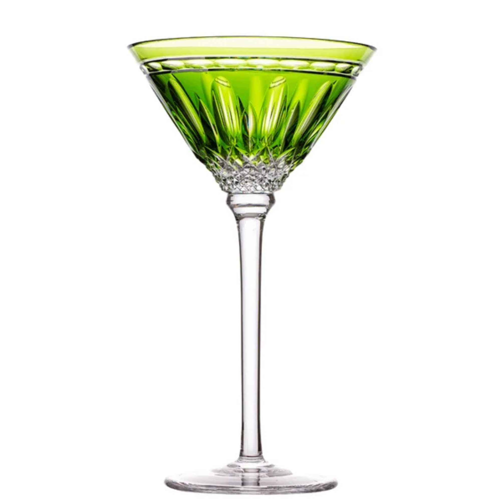 Taça de Cristal para Dry Martini Verde Claro Lapidado 68 Mozart Crystal By Frederico Strauss