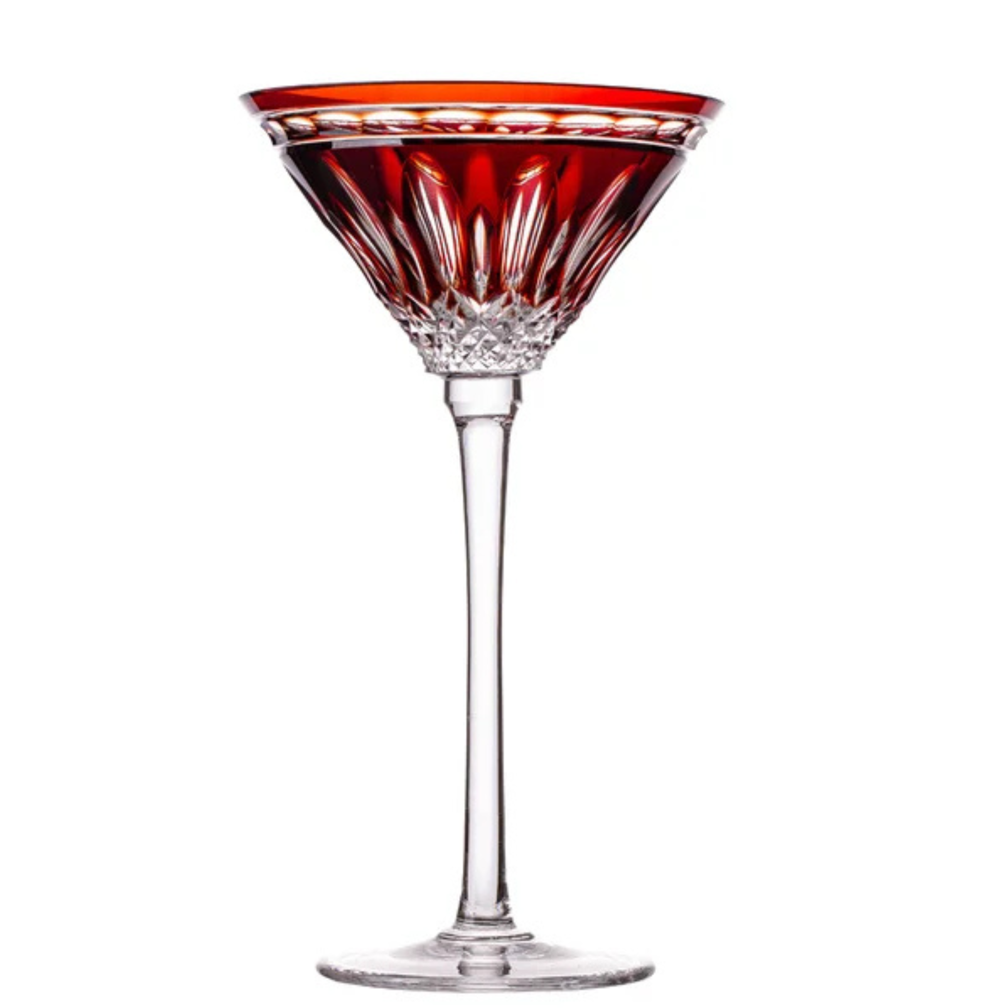 Taça de Cristal para Dry Martini Vermelho Lapidado 68 Mozart Crystal By Frederico Strauss