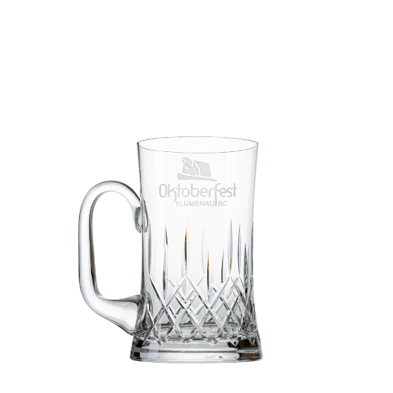 Caneco de Cristal para Chopp Lapidado c/ Logo Oktoberfest 550ml Mozart Crystal By Frederico Strauss