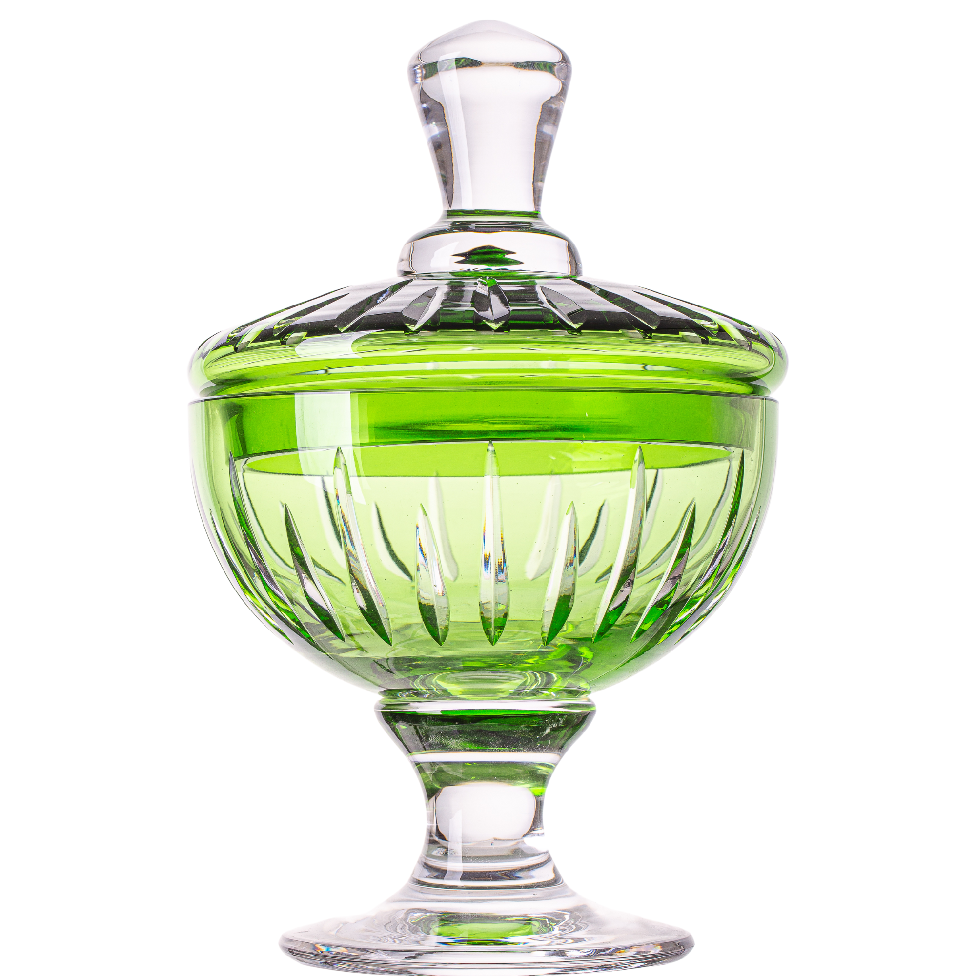 Compoteira de Cristal Vivaldi Lapidado 66 Verde Claro Mozart Crystal By Frederico Strauss