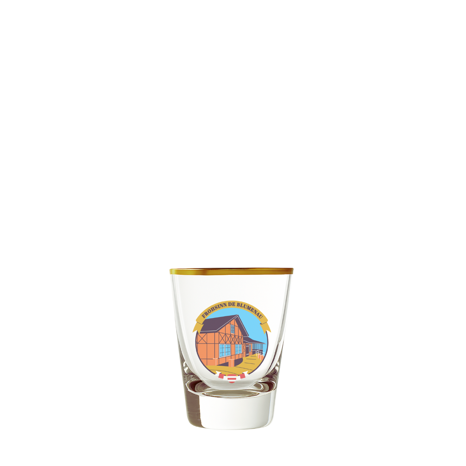 Copo de Cristal Souvenir Frohsinn de Blumenau com Detalhe em Ouro Mozart Crystal By Frederico Strauss