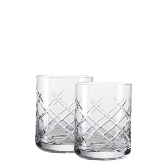 Jogo de 2 Copos de Cristal On The Rocks Lapidado 33 Mozart Crystal By Frederico Strauss