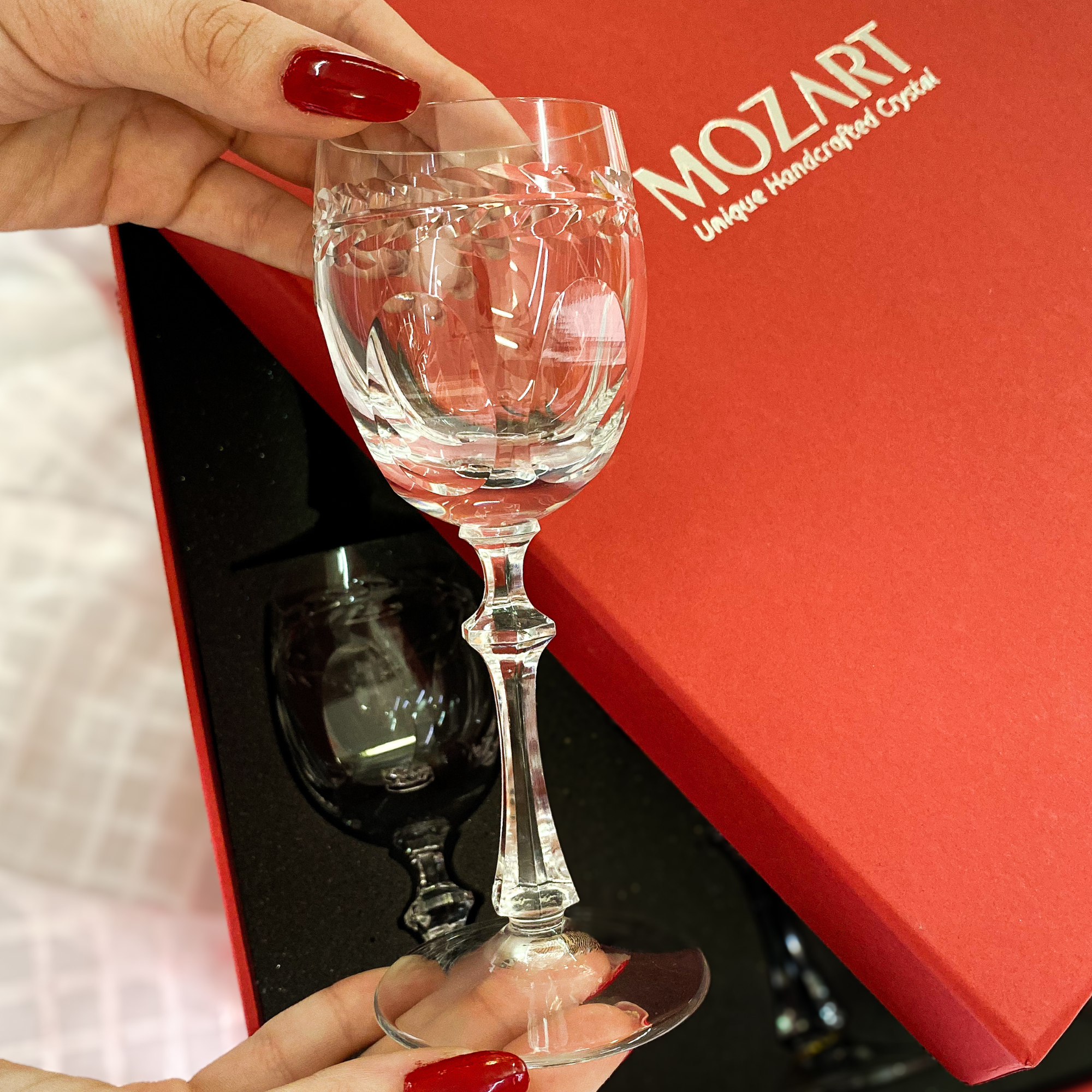 Jogo de 2 Taças de Cristal Réquiem para Licor com Caixa Presente Mozart Crystal By Frederico Strauss