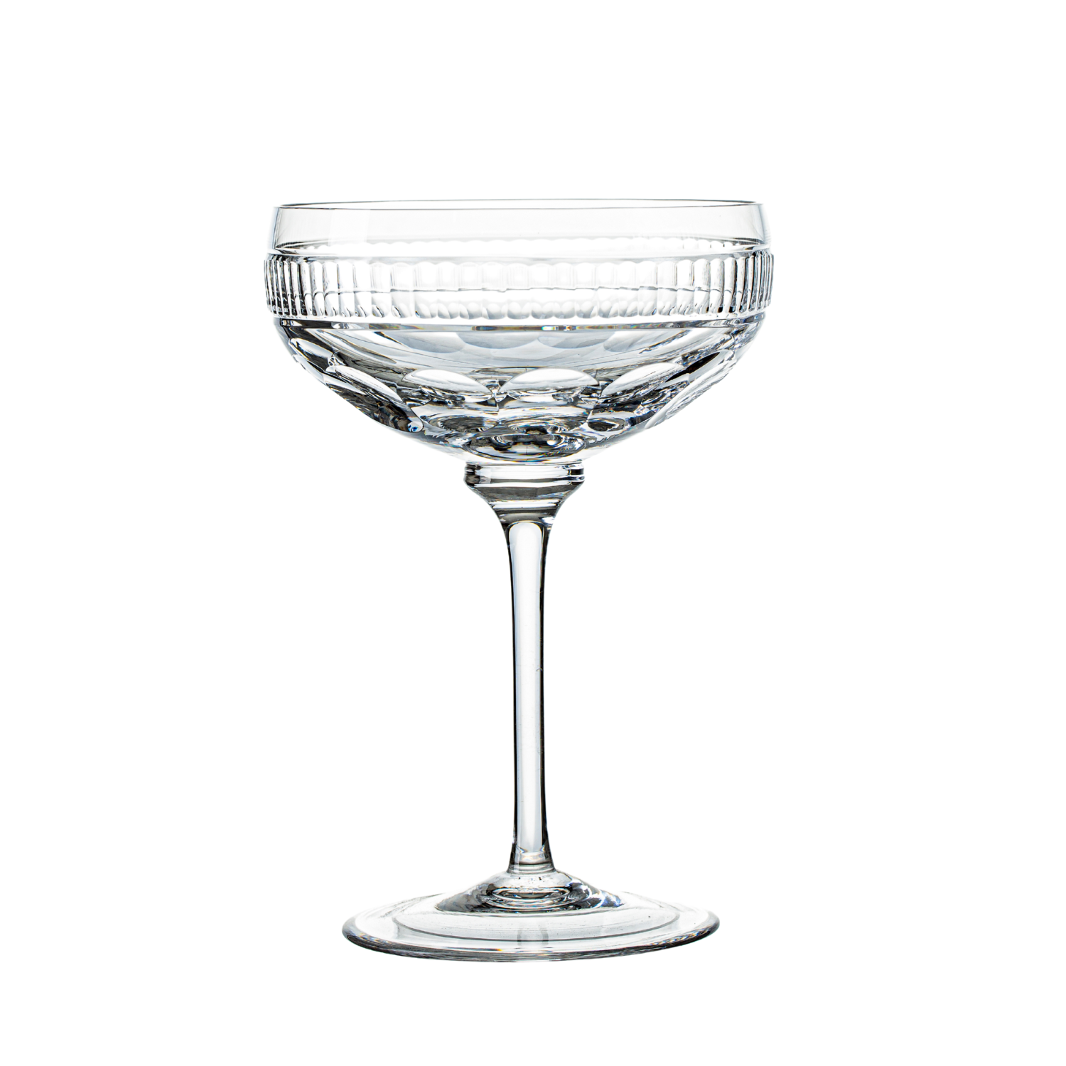 Jogo de 6 Taças de Cristal Coupé Imperador para Champagne Lapidado 07 Mozart Crystal By Frederico Strauss