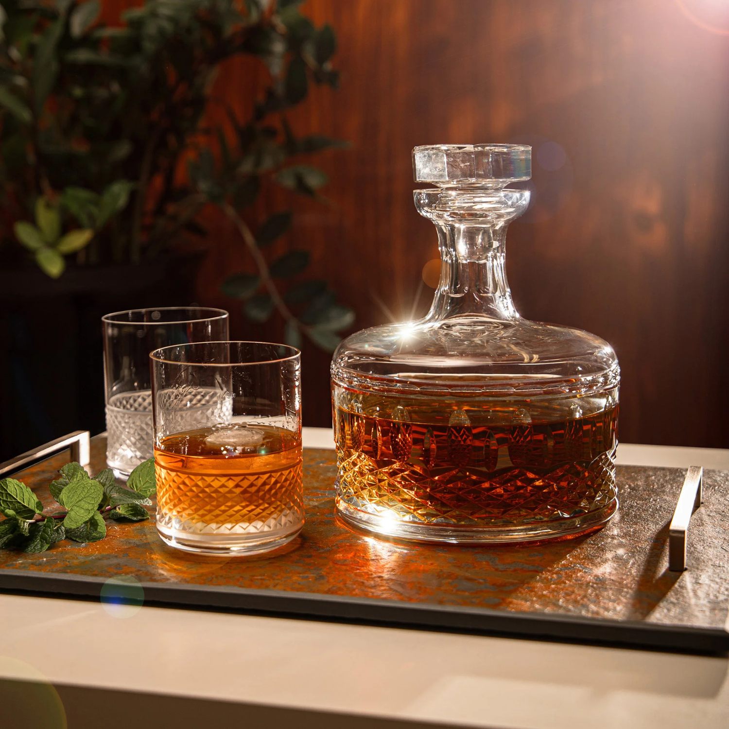 Garrafa de Cristal para Whisky Lapidado 69 Mozart Crystal By Frederico Strauss