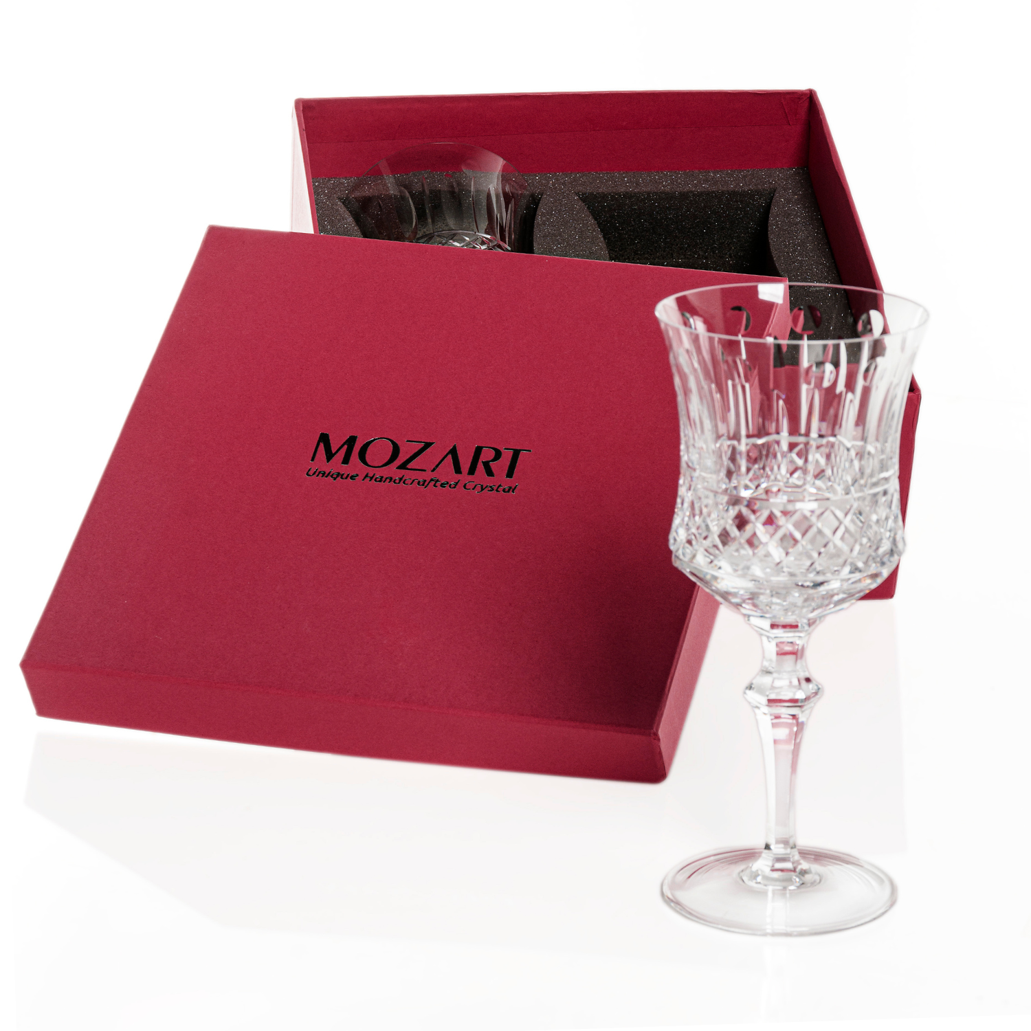 Jogo de 2 Taças de Cristal Flauta para Água com Caixa Presente Mozart Crystal By Frederico Strauss