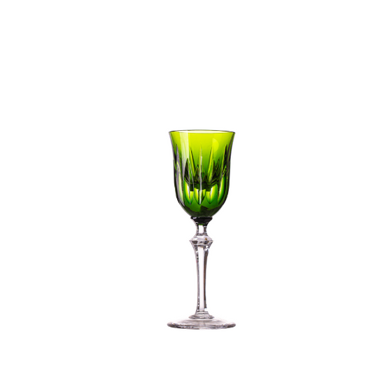 Taça de Cristal Serenata Vivaldi para Licor Verde Claro Lapidado 66 Mozart Crystal By Frederico Strauss