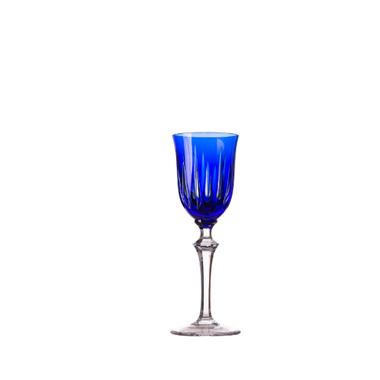 Taça de Cristal Serenata Vivaldi para Licor Azul Lapidado 66 Mozart Crystal By Frederico Strauss