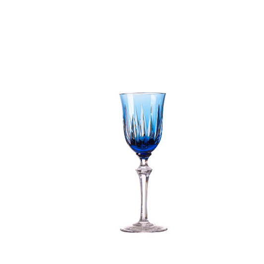 Taça de Cristal Serenata Vivaldi para Licor Azul Claro Lapidado 66 Mozart Crystal By Frederico Strauss