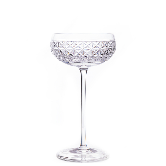 Jogo de 6 Taças de Cristal Coupé Bartender Balneário para Champanhe Lapidado 04 Mozart Crystal By Frederico Strauss