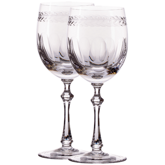 Jogo de 2 Taças de Cristal Réquiem para Água Lapidado 17 Mozart Crystal By Frederico Strauss
