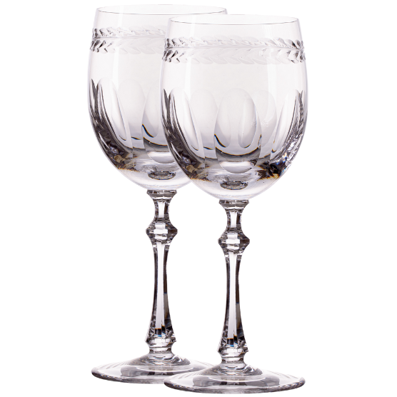 Jogo de 2 Taças de Cristal Réquiem para Água Lapidado 17 Mozart Crystal By Frederico Strauss