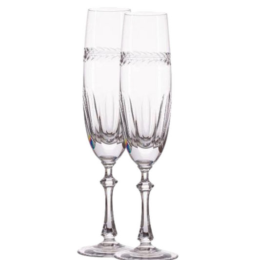 Jogo de 2 Taças de Cristal Réquiem para Champagne Lapidado 17 Mozart Crystal By Frederico Strauss