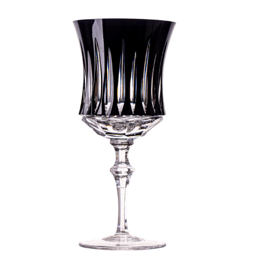 Taça de Cristal Vivaldi Flauta para Água Preto Lapidado 66 Mozart Crystal By Frederico Strauss