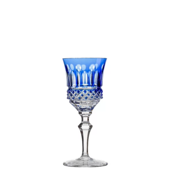Taça de Cristal Flauta para Licor Azul Lapidado 69 Mozart Crystal By Frederico Strauss